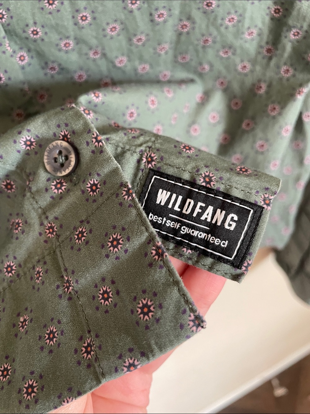 Wildfang Essential Long Sleeve Cropped Button-Up Shirt S Cotton Micro Floral - Picture 5 of 11